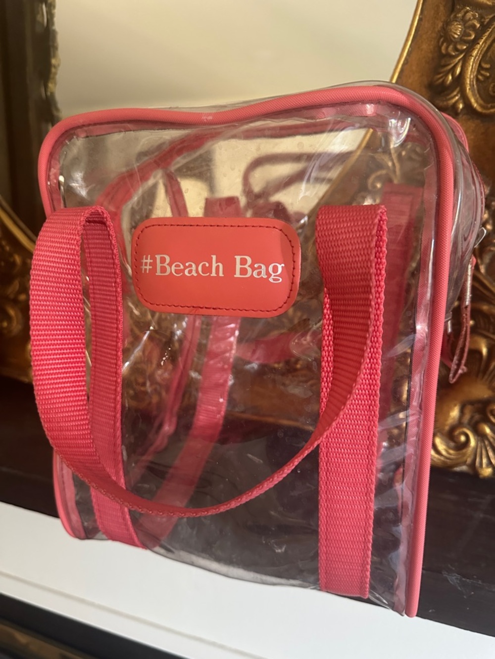 Clear Jon Hart Pink Tote - Stylish Transparent Beach Bag